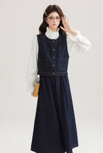 画像をギャラリービューアに読み込む, 【2点セット】本屋さんに立ち寄るデニムベストとスカートのセットアップ_N3495