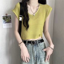 画像をギャラリービューアに読み込む, 軽やかで涼しげな雰囲気を纏う透かし編みトップス_K0050