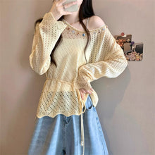 画像をギャラリービューアに読み込む, やわらかな日差しとレースに包まれる透かし編みトップス_K0054