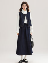 画像をギャラリービューアに読み込む, 【2点セット】本屋さんに立ち寄るデニムベストとスカートのセットアップ_N3495