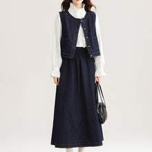 画像をギャラリービューアに読み込む, 【2点セット】本屋さんに立ち寄るデニムベストとスカートのセットアップ_N3495