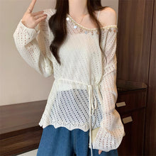 画像をギャラリービューアに読み込む, やわらかな日差しとレースに包まれる透かし編みトップス_K0054