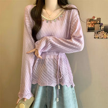 画像をギャラリービューアに読み込む, やわらかな日差しとレースに包まれる透かし編みトップス_K0054