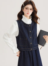 画像をギャラリービューアに読み込む, 【2点セット】本屋さんに立ち寄るデニムベストとスカートのセットアップ_N3495