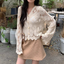 画像をギャラリービューアに読み込む, 咲き始めた朝の花園を歩くようなフローラルクロシェカーディガン_K0068