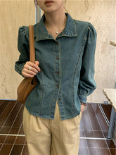 画像をギャラリービューアに読み込む, お洒落上級者なあの子のパフスリーブデニムシャツ_N1717