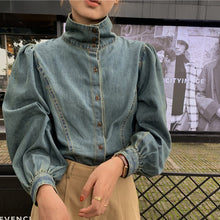 画像をギャラリービューアに読み込む, お洒落上級者なあの子のパフスリーブデニムシャツ_N1717