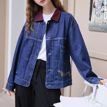 画像をギャラリービューアに読み込む, お気に入りのカフェに行く日の刺繍デニムジャケット_N1981