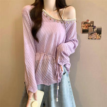 画像をギャラリービューアに読み込む, やわらかな日差しとレースに包まれる透かし編みトップス_K0054