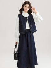 画像をギャラリービューアに読み込む, 【2点セット】本屋さんに立ち寄るデニムベストとスカートのセットアップ_N3495