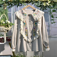 画像をギャラリービューアに読み込む, ガーデンパーティーを開催する日のギンガムチェックフリルブラウス_N3470