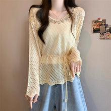 画像をギャラリービューアに読み込む, やわらかな日差しとレースに包まれる透かし編みトップス_K0054