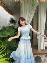 画像をギャラリービューアに読み込む, 【2点セット】優しい空の色を集めて歩く、ブルーとホワイトのティアードコーデ_K0113