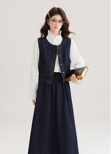 画像をギャラリービューアに読み込む, 【2点セット】本屋さんに立ち寄るデニムベストとスカートのセットアップ_N3495