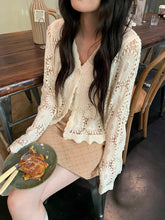 画像をギャラリービューアに読み込む, 咲き始めた朝の花園を歩くようなフローラルクロシェカーディガン_K0068