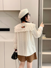 画像をギャラリービューアに読み込む, 喫茶店のホットケーキが好きなあの子の刺繍セーラーカラーブラウス_N3505