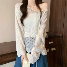 画像をギャラリービューアに読み込む, やわらかな日差しとレースに包まれる透かし編みトップス_K0054