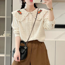 画像をギャラリービューアに読み込む, 喫茶店のホットケーキが好きなあの子の刺繍セーラーカラーブラウス_N3505