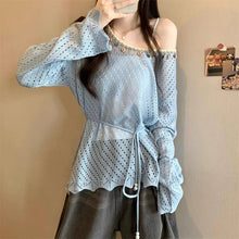 画像をギャラリービューアに読み込む, やわらかな日差しとレースに包まれる透かし編みトップス_K0054