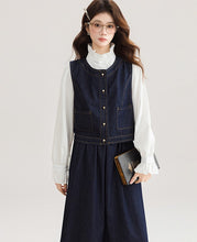 画像をギャラリービューアに読み込む, 【2点セット】本屋さんに立ち寄るデニムベストとスカートのセットアップ_N3495