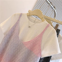 画像をギャラリービューアに読み込む, ビーチサイドの朝日をまとったパステルグラデーショントップス_K0048