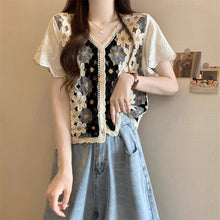 画像をギャラリービューアに読み込む, 旅する少女のスケッチブックみたいな、手編み風フラワーカーディガントップス_K0069