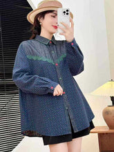 画像をギャラリービューアに読み込む, ピクニックが好きな女の子のドットデニムシャツ_N3391