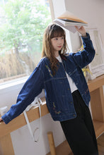画像をギャラリービューアに読み込む, お気に入りのカフェに行く日の刺繍デニムジャケット_N1981