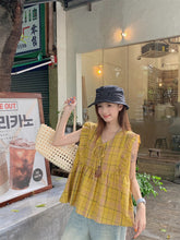 画像をギャラリービューアに読み込む, チェック柄が映える、夏の旅のフォトジェニックトップス_K0109