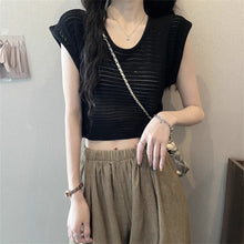 画像をギャラリービューアに読み込む, 軽やかで涼しげな雰囲気を纏う透かし編みトップス_K0050