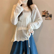 画像をギャラリービューアに読み込む, やわらかな日差しとレースに包まれる透かし編みトップス_K0054