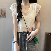 画像をギャラリービューアに読み込む, 軽やかで涼しげな雰囲気を纏う透かし編みトップス_K0050