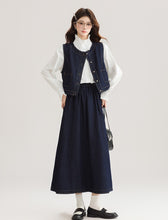 画像をギャラリービューアに読み込む, 【2点セット】本屋さんに立ち寄るデニムベストとスカートのセットアップ_N3495