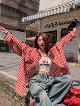 画像をギャラリービューアに読み込む, ラテと映える、ルーズシルエットのギンガムチェックシャツ_K0132
