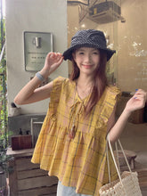 画像をギャラリービューアに読み込む, チェック柄が映える、夏の旅のフォトジェニックトップス_K0109