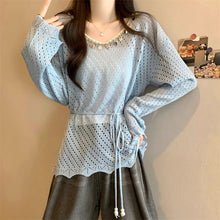 画像をギャラリービューアに読み込む, やわらかな日差しとレースに包まれる透かし編みトップス_K0054