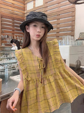 画像をギャラリービューアに読み込む, チェック柄が映える、夏の旅のフォトジェニックトップス_K0109