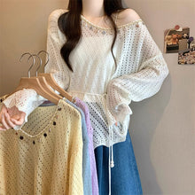 画像をギャラリービューアに読み込む, やわらかな日差しとレースに包まれる透かし編みトップス_K0054