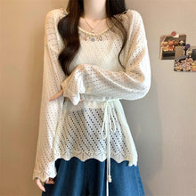 画像をギャラリービューアに読み込む, やわらかな日差しとレースに包まれる透かし編みトップス_K0054