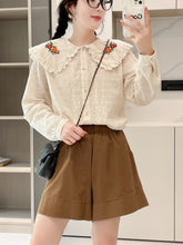 画像をギャラリービューアに読み込む, 喫茶店のホットケーキが好きなあの子の刺繍セーラーカラーブラウス_N3505