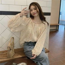 画像をギャラリービューアに読み込む, カスミソウが好きな女の子のシースルー小花柄ブラウス_N2027
