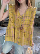 画像をギャラリービューアに読み込む, チェック柄が映える、夏の旅のフォトジェニックトップス_K0109