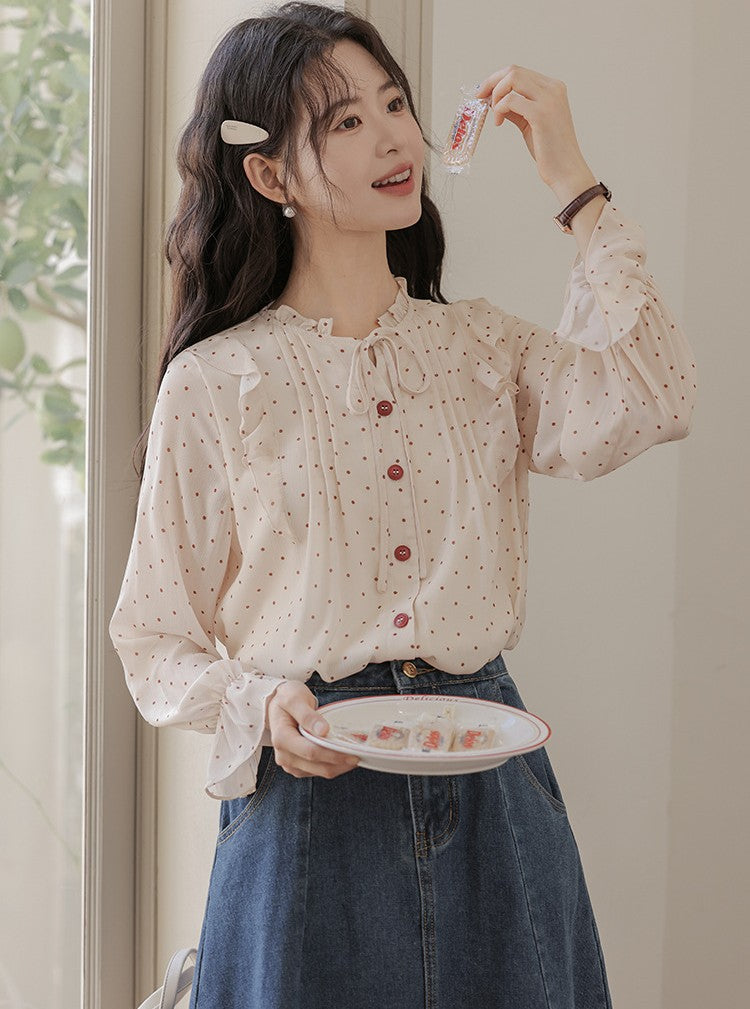 甘酸っぱい恋を知った日のシアードットフリルブラウス_N3521 – coko tokyo