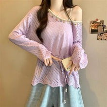 画像をギャラリービューアに読み込む, やわらかな日差しとレースに包まれる透かし編みトップス_K0054