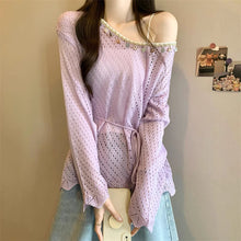 画像をギャラリービューアに読み込む, やわらかな日差しとレースに包まれる透かし編みトップス_K0054