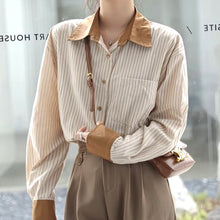 画像をギャラリービューアに読み込む, 昔懐かしい喫茶店を訪れた日のバイカラーストライプシャツ_N3387
