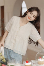 画像をギャラリービューアに読み込む, エッフェル塔を見ながらランチする日のVネックフレアブラウス_N2418