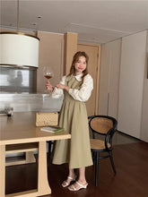 画像をギャラリービューアに読み込む, お花屋さんを夢見る女の子のバイカラーAラインワンピース_N1487