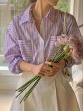 画像をギャラリービューアに読み込む, 部屋に飾るお花を買いに行くマルチストライプシャツ_N1997