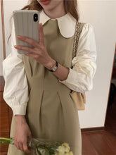 画像をギャラリービューアに読み込む, お花屋さんを夢見る女の子のバイカラーAラインワンピース_N1487